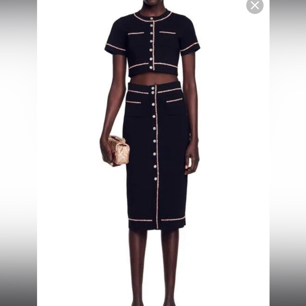 Sandro Elisa noir crystal skirt